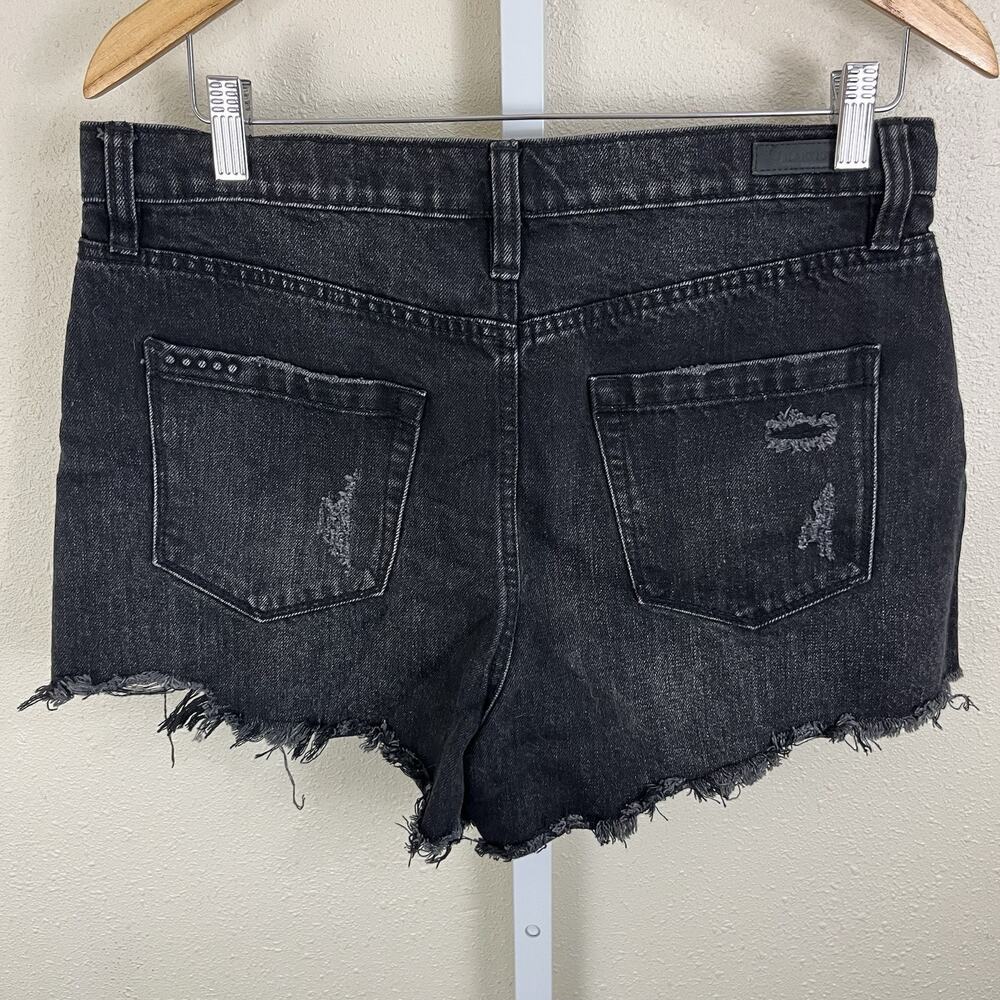 Blank NYC Wedge High Rise Short Womens Size 30 Washed Black Raw Hem - Picture 3 of 6